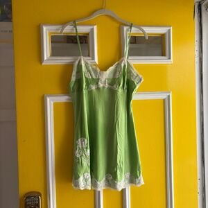 Express Y2k Green Lace Trim Cami Mini Sleeveless Party Cocktail Night Out top